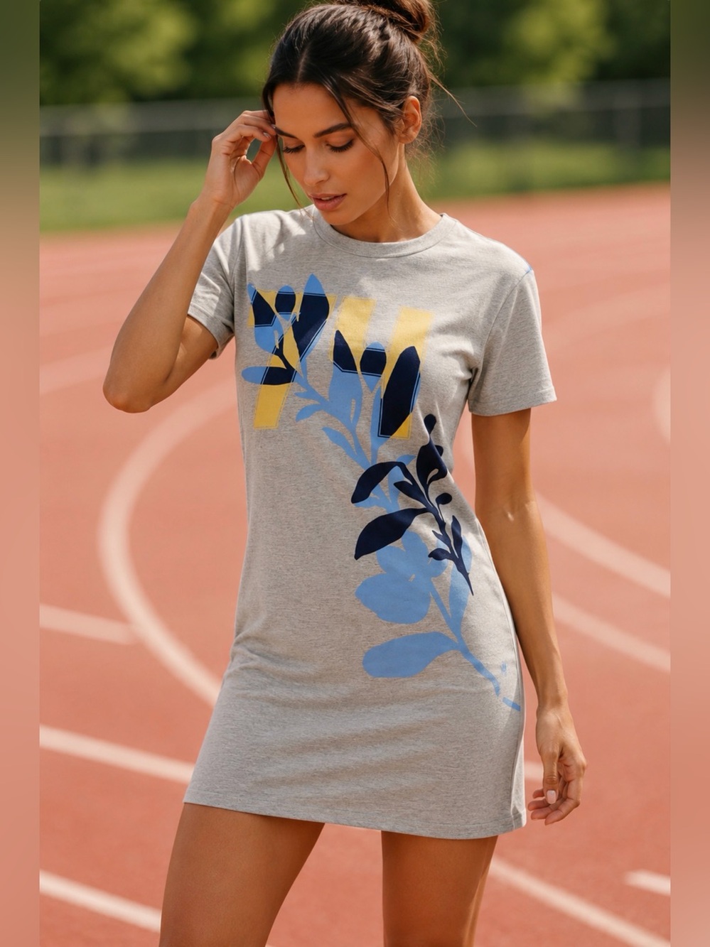 Anthropologie Daily Practice Graphic Mini T-Shirt Dress Gray XS - NWT - $98